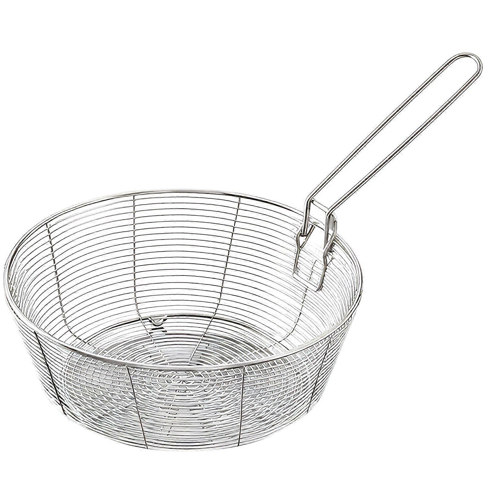 Deep Fryer Basket Stainless Steel with CoolTouch Long Handle Mesh Strainer for Kitchen 24x10x15.5 cm