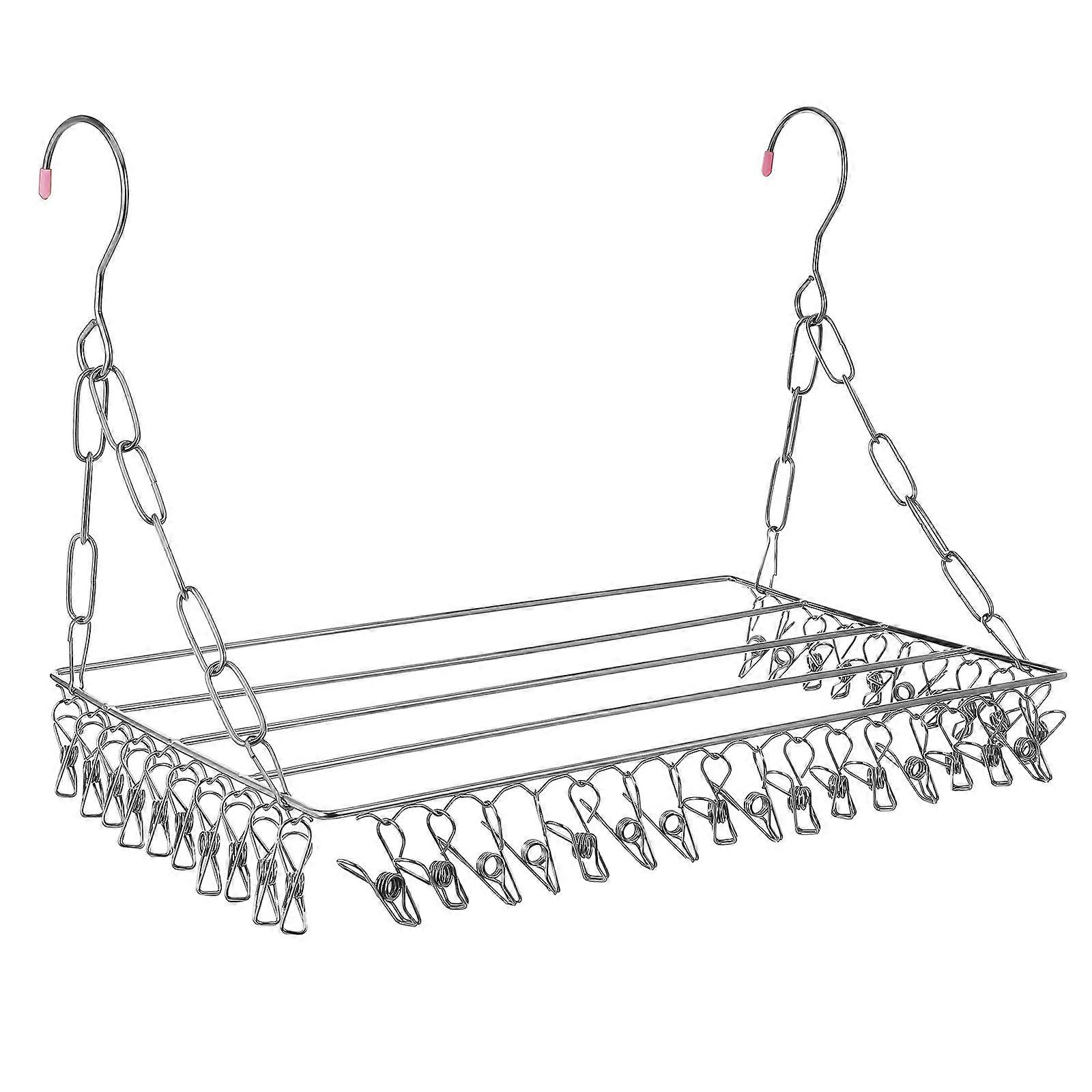 Sock Drying Rack Stainless Steel for Hanging with Clips Large Capacity