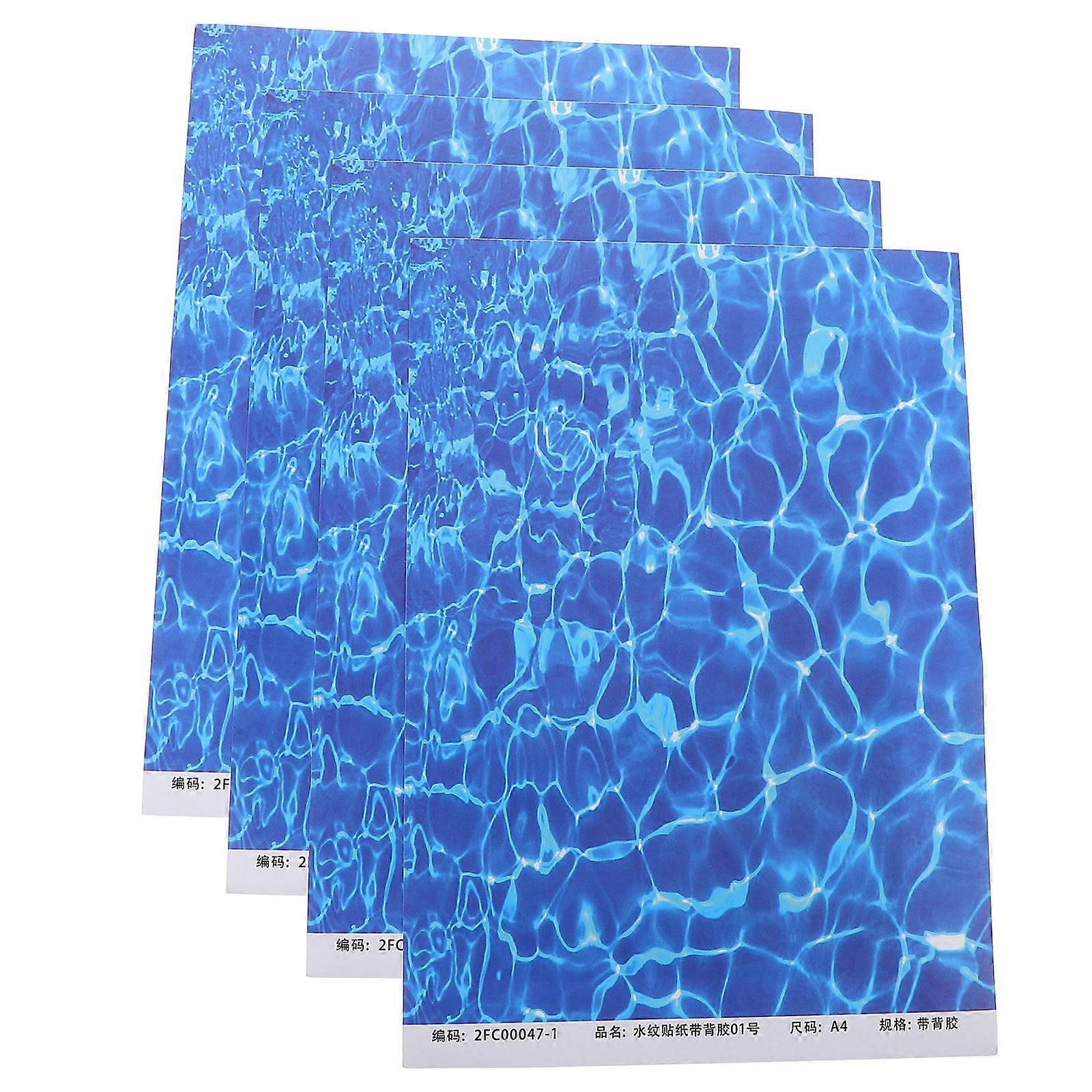 Decorative Water Grain Sticker for Decor 10 Sheets Blue Landscape Material
