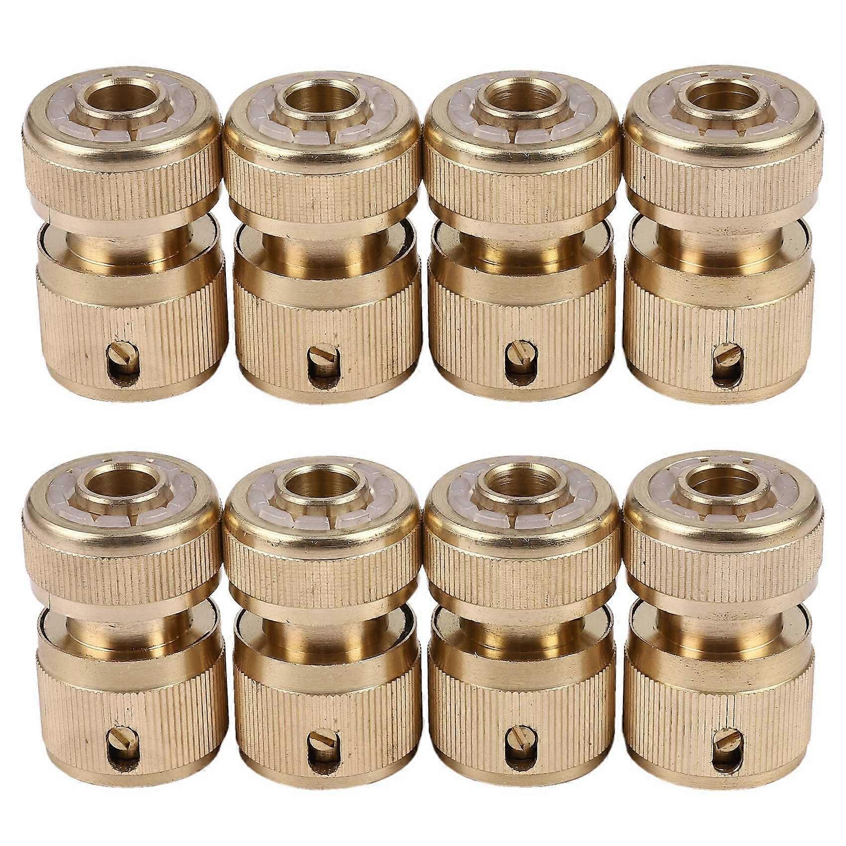 8 Pc Brass Hose Connector Hose End Quick Connect Fitting 1/2 Inch Hose Pipe Quick Connector for Gardening Home