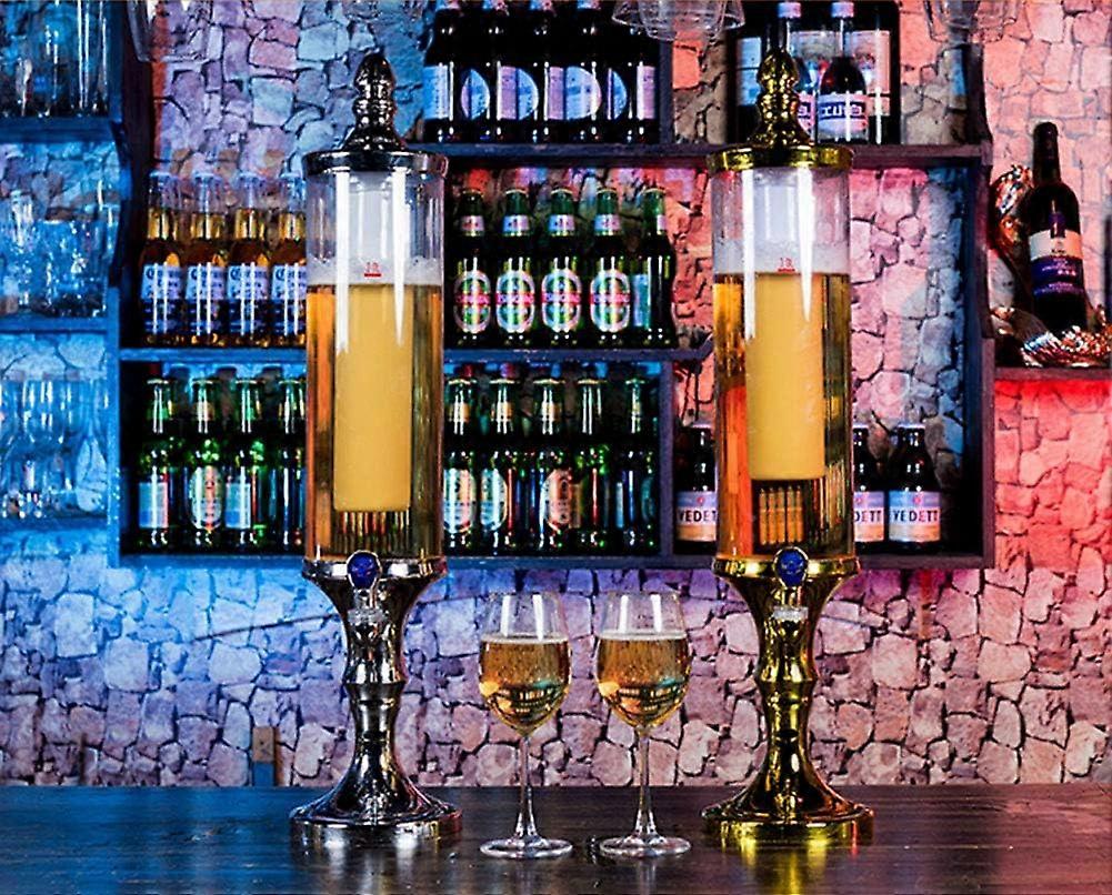 Beer Dispenser 3L with Ice Core and LED Lights for Parties, Gameday Drinks and Home Bar Use