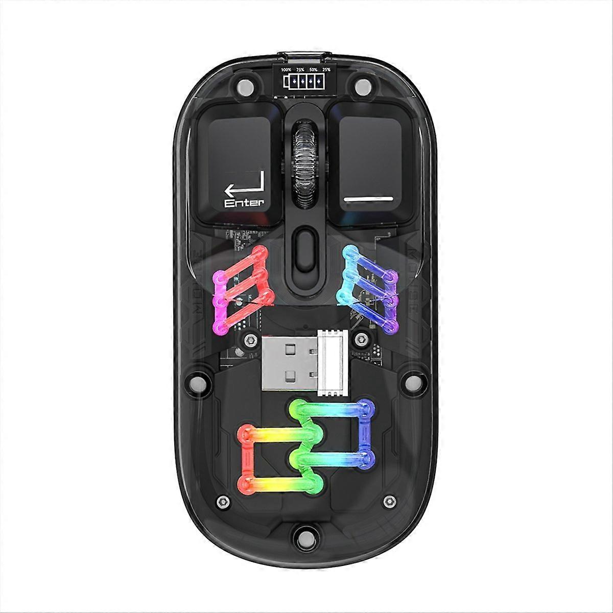 BM200 Dual-Mode Mouse RGB Luminous 2.4G Wireless Bluetooth Black