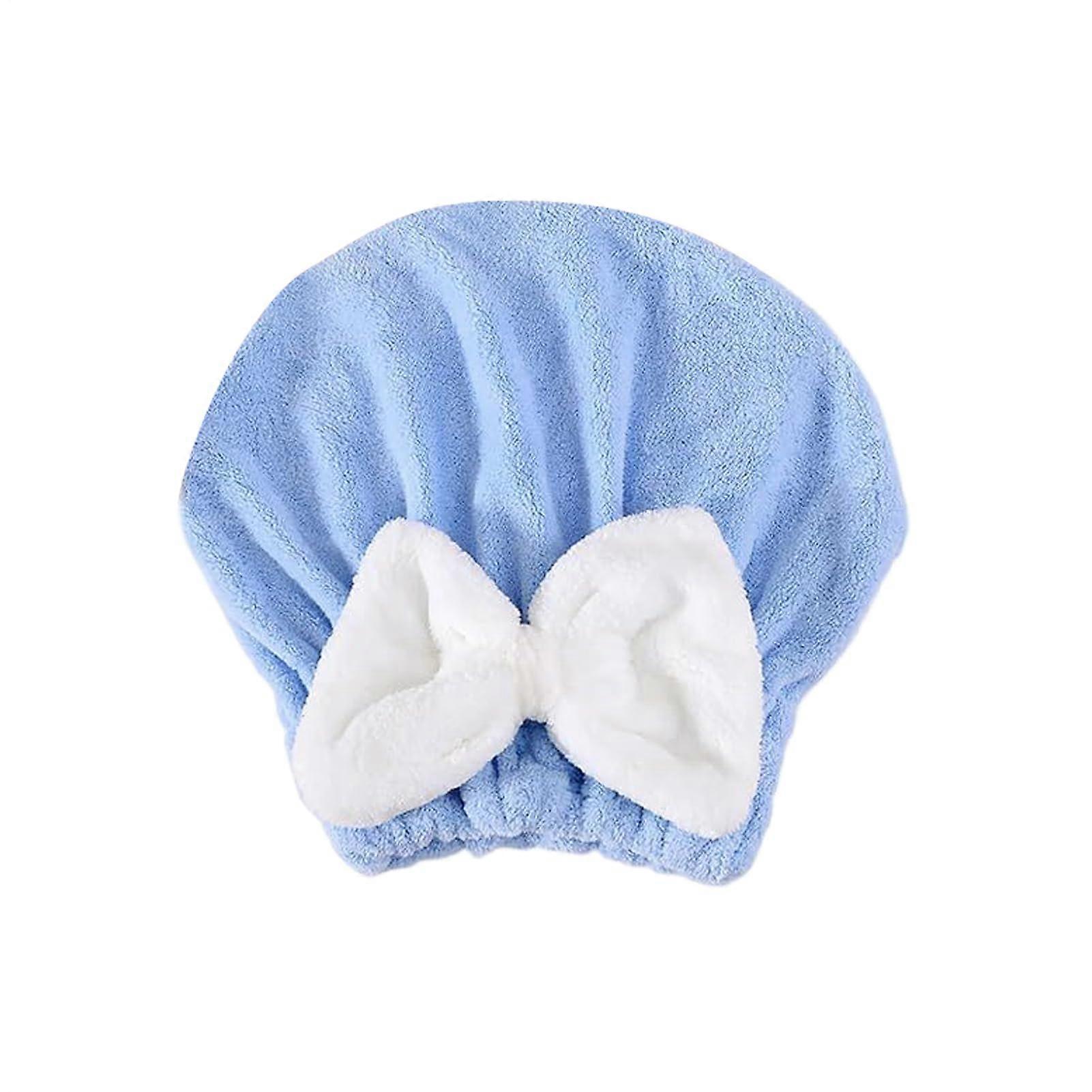 Hair Towel Wrap Super Absorbent Microfiber Anti Frizz Quick Dry Turban with Secure Button Yellow Blue