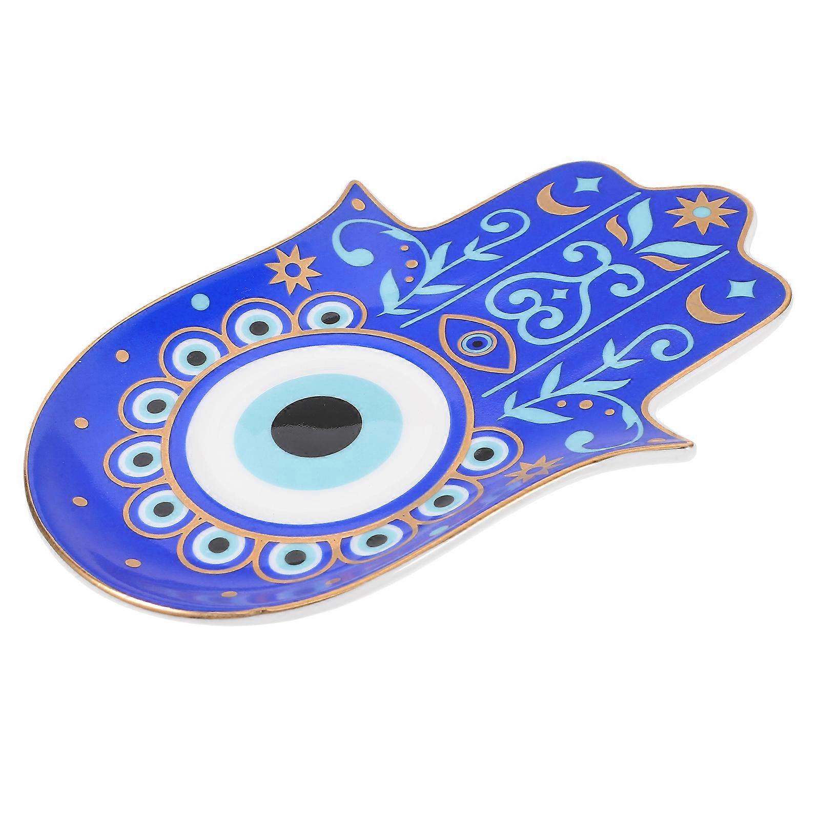 Evil Eye Hand Ceramic Dish for Jewelry Storage Multicolor Decorative