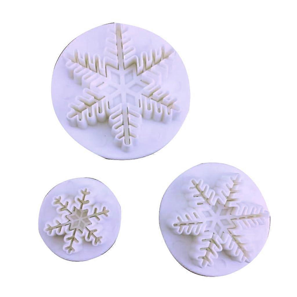 3 Pcs Snowflake Fondant Plunger Cutter Set with Intricate Designs for Winter Cake Decorating