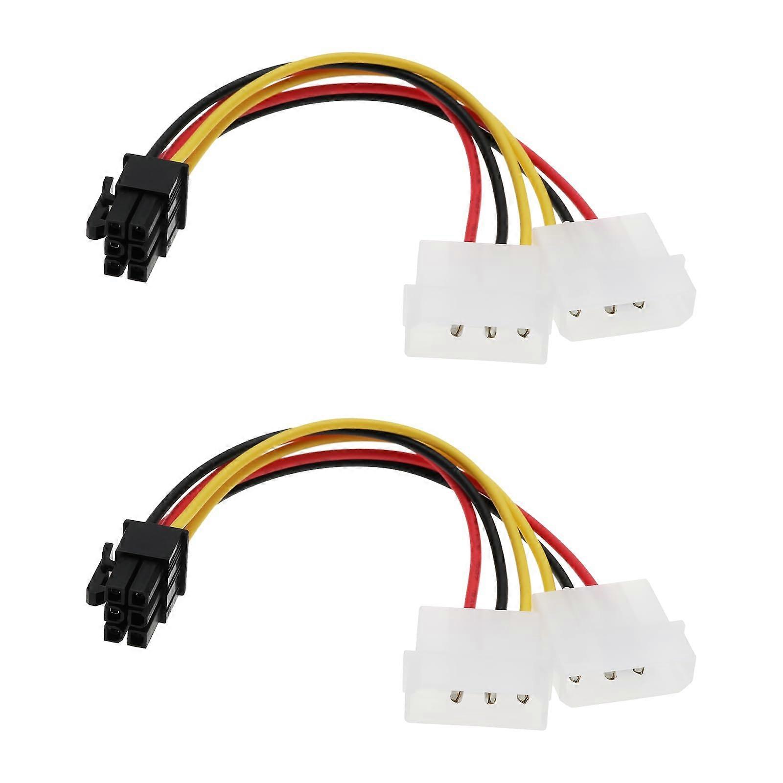 2pcs PCIe 6 Pin to Dual 4 Pin Molex Adapter Cable for GPU Power Supply, 15cm Durable Build