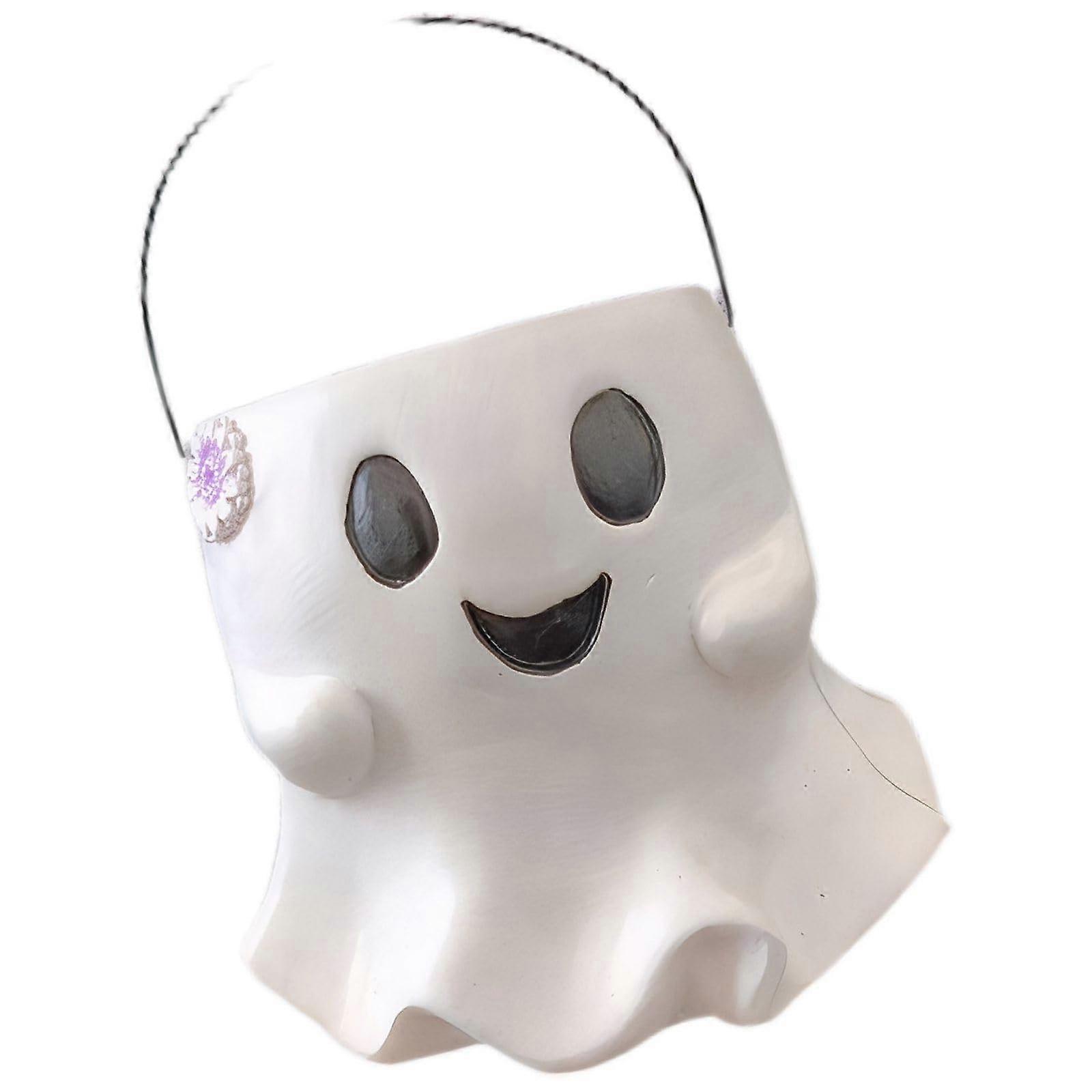 Halloween Candy Bucket Ghost Shape HandPainted Resin Container for Trick or  and Party Favors