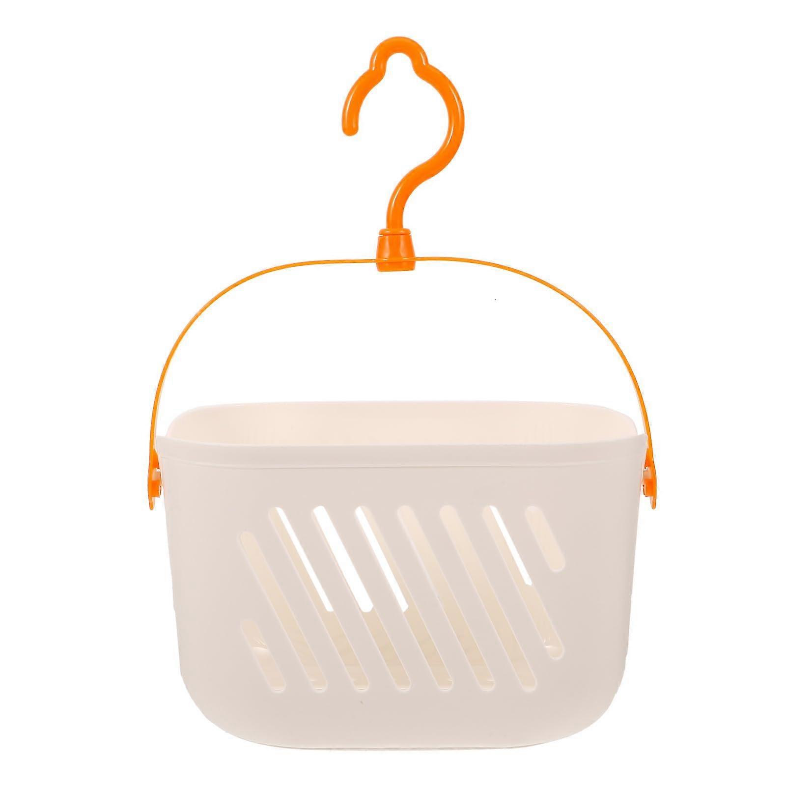 Hanging Shower Caddy with Hooks, SpaceSaving Bathroom and Kitchen Organizer Basket, White 23x14x13cm