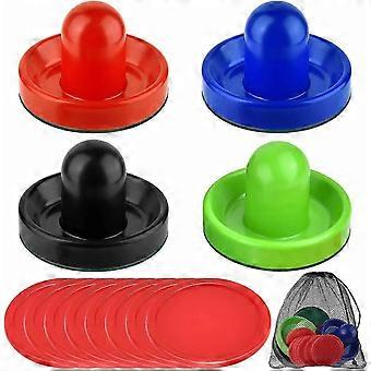 Air Hockey Accessories Kit with Pushers, Pucks, and Racket Set in Drawstring Bag for Table Games