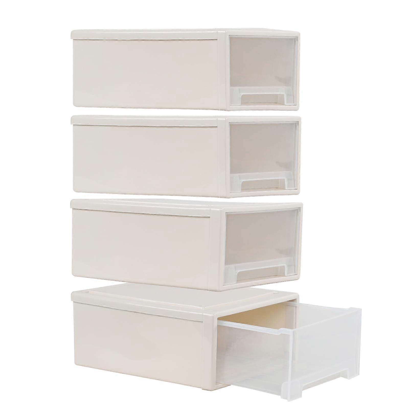 Large Stackable Plastic Storage Drawers 18 Quart Transparent Front Units for MultiPurpose Use 4 Pack