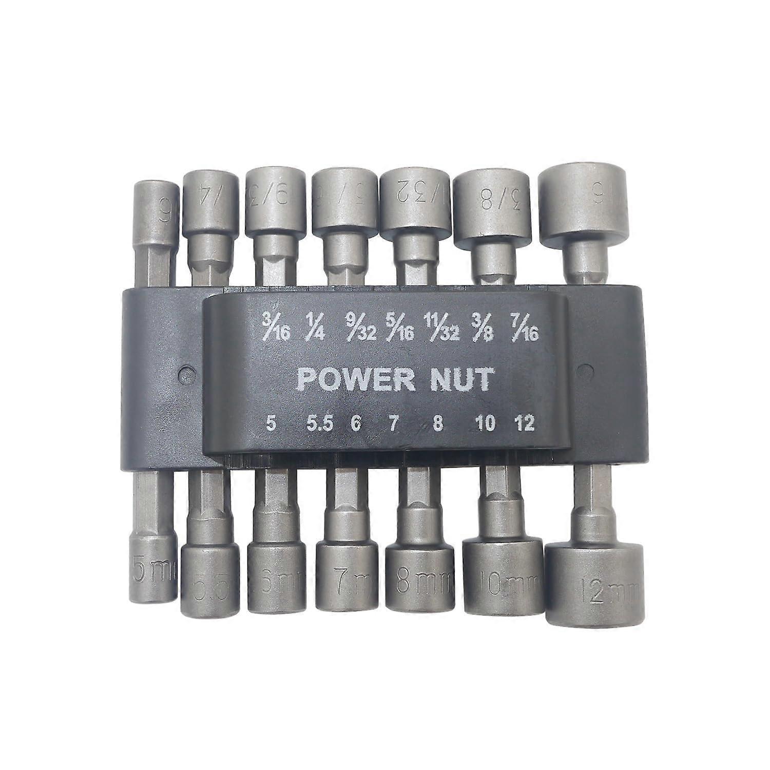 Nut Driver Set 14 Piece 1/4 Inch Hex Shank CRV Steel Power Drill Socket Wrench for DIY