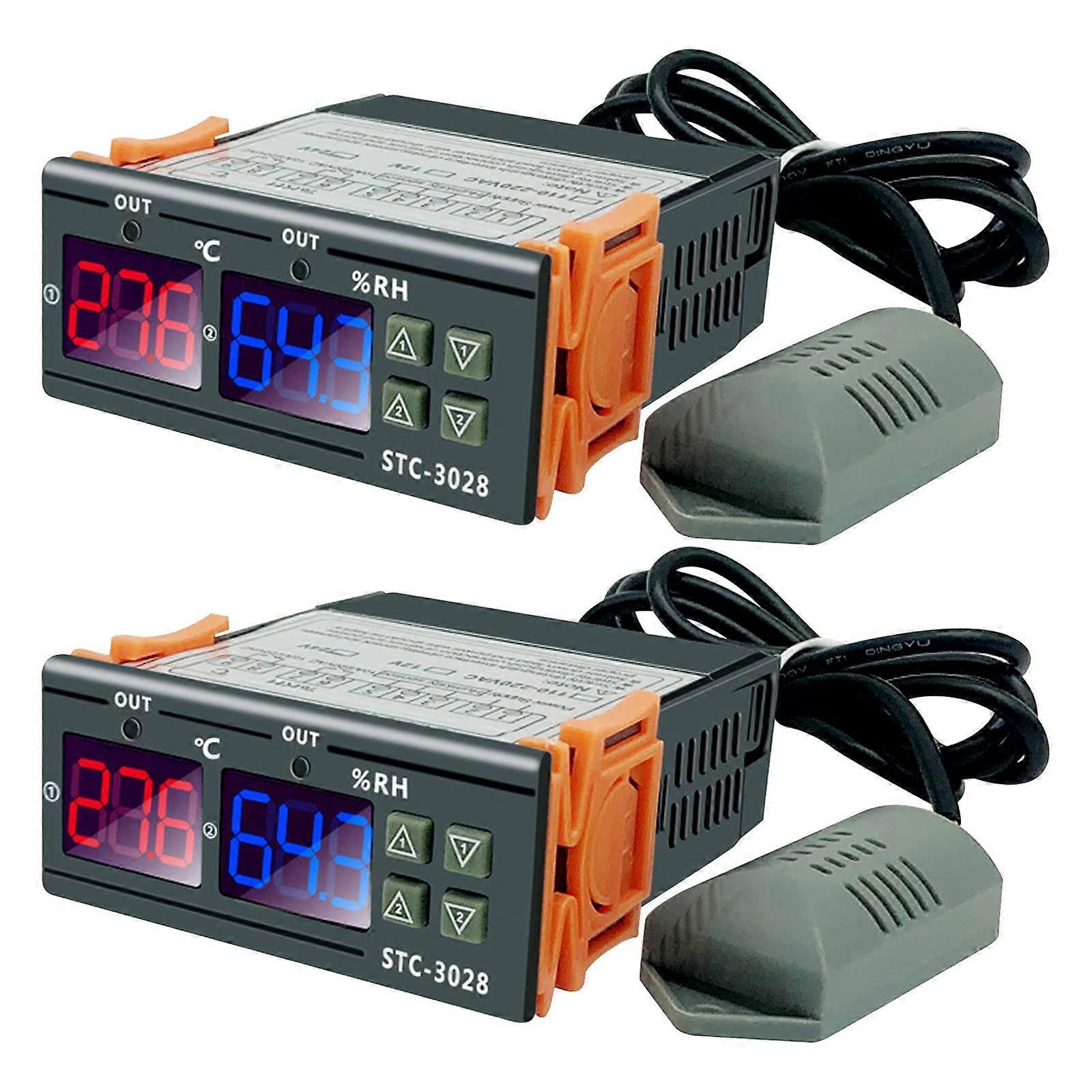 STC3028 Dual Display Temperature and Humidity Controller, Digital Thermostat Hygrometer AC110220V