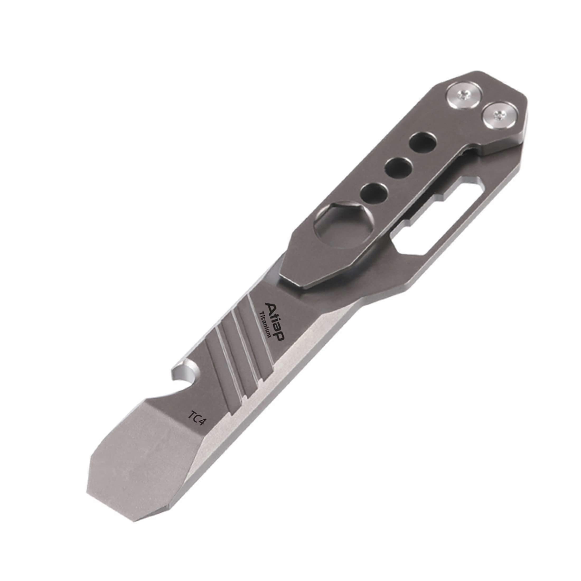 Titanium EDC Pry Bar Multi Tool with Wrench and Bottle Opener Compact Pocket Size