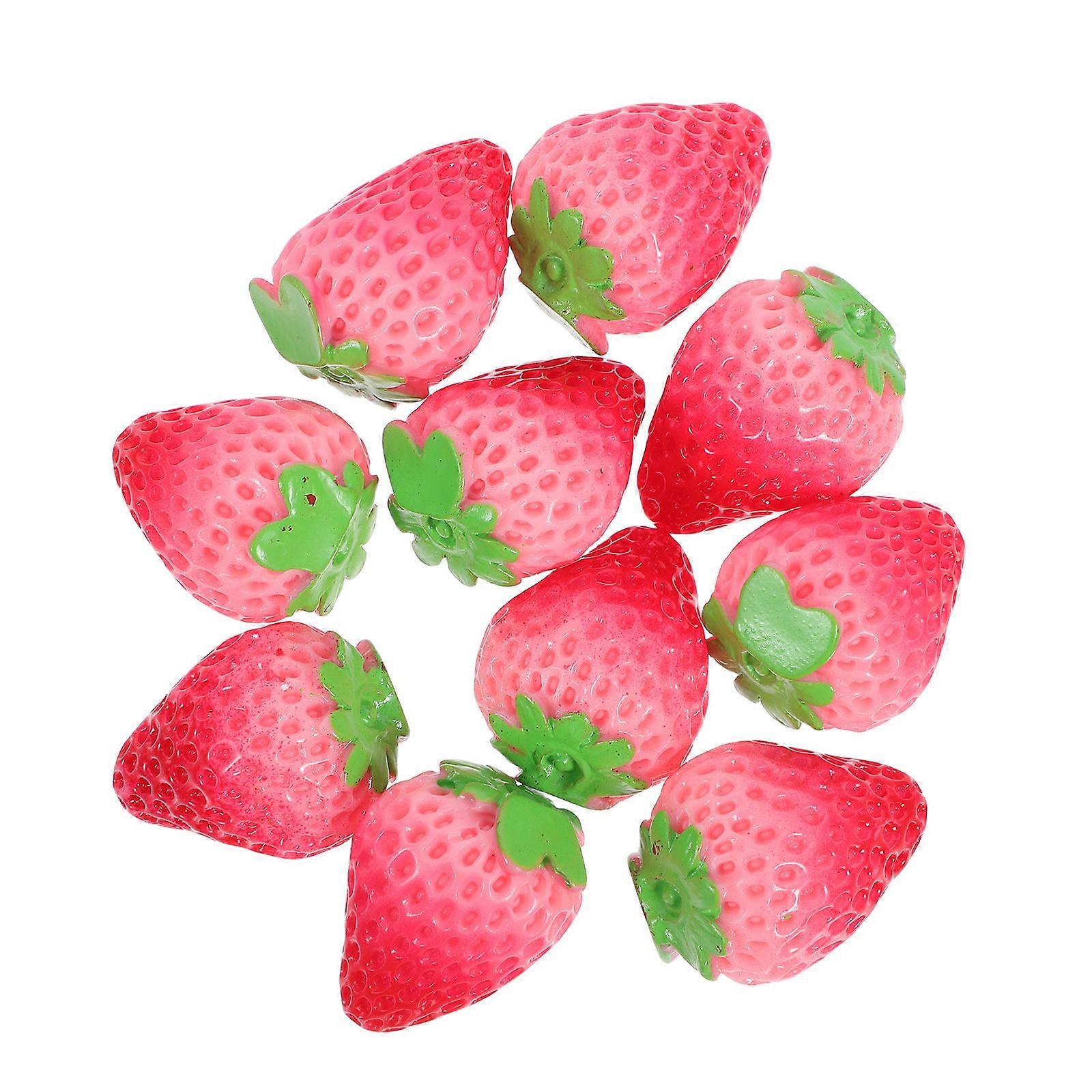 10Pcs Pink Resin Strawberries Artificial for Kitchen Decor Crafts