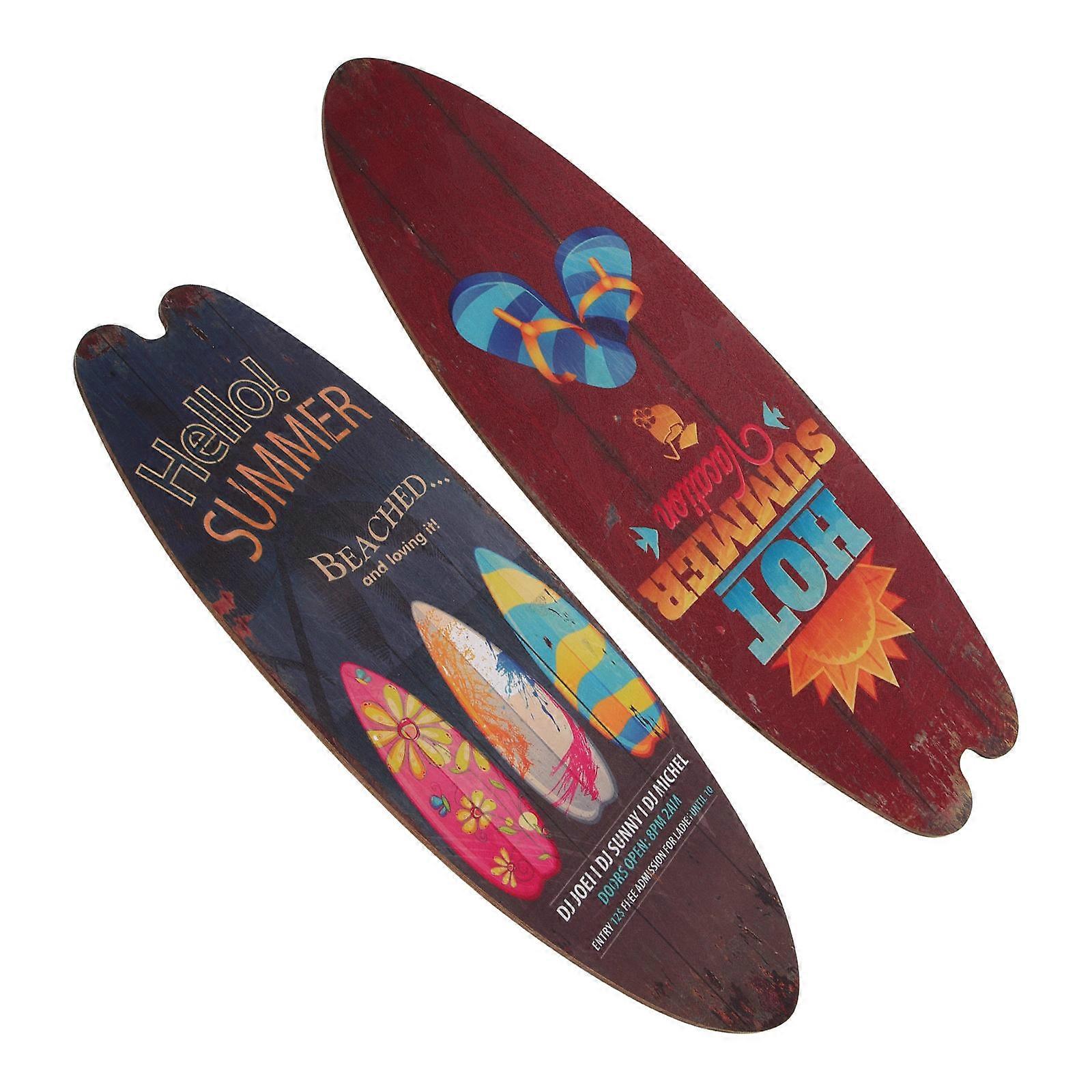 Ocean Theme Wood Surfboard Wall Decoration for Summer 2Pcs Set
