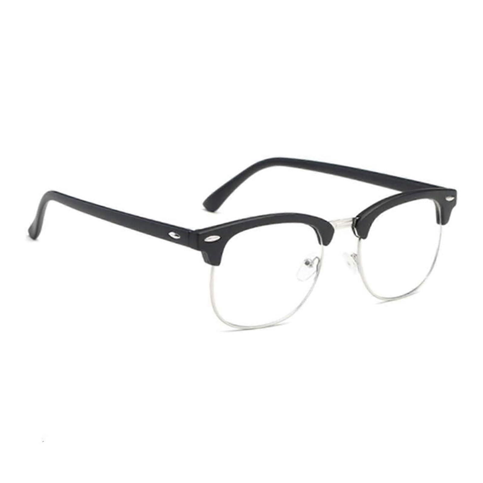 Blue Light Blocking Computer Glasses Black Half Frame Vintage Design for Work Gaming and Study