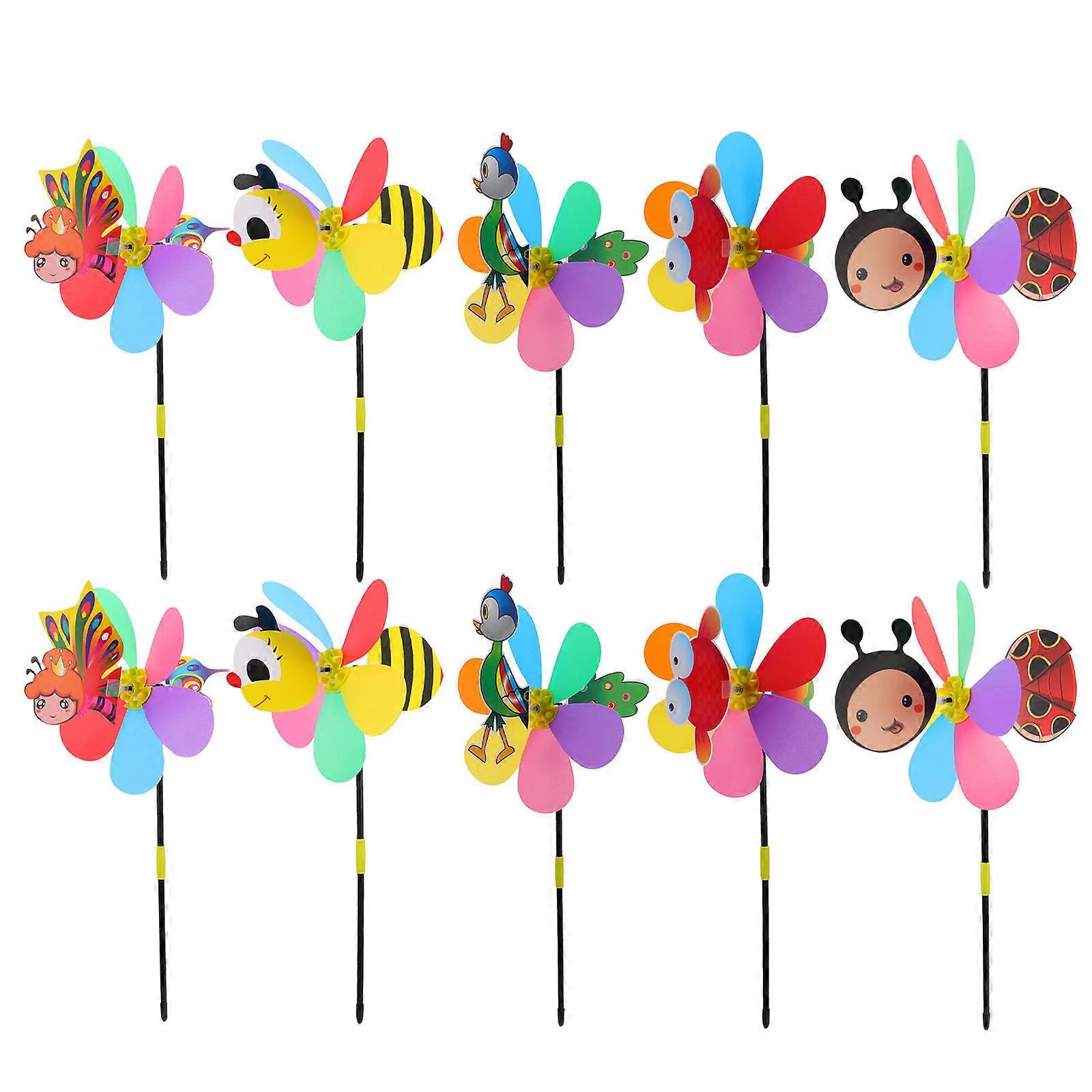 Windmill Ornament Plastic Cartoon Windmill for Decoration 10Pcs