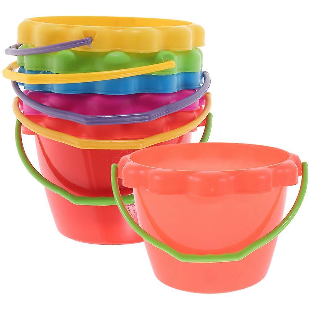 Plastic Beach Sand Bucket for Playing 6Pcs Assorted Color Bucket
