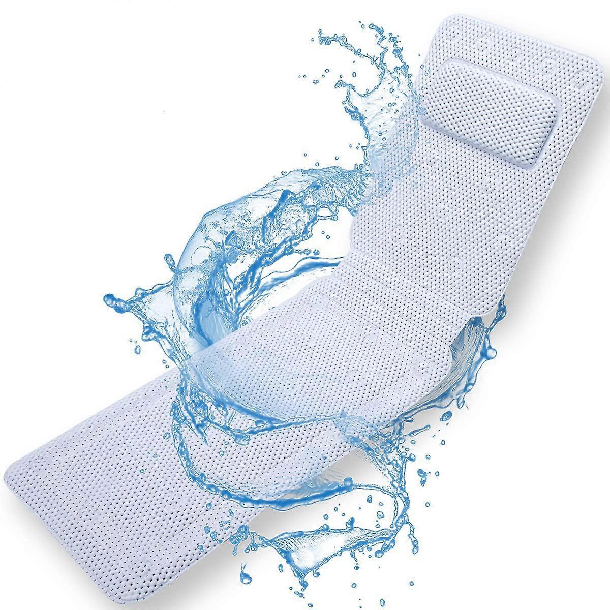 Bath Pillow Full Body Support with Suction Cups, QuickDrying Spa Bathtub Cushion for Head Neck Back