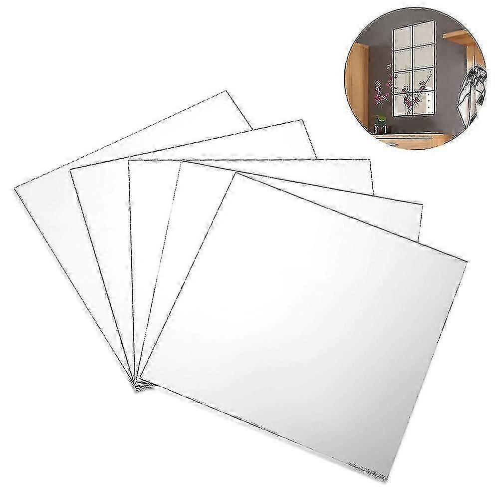 9pcs Flexible Mirror Sheets Self-adhesive Plastic Mirror Tiles 25*25cm