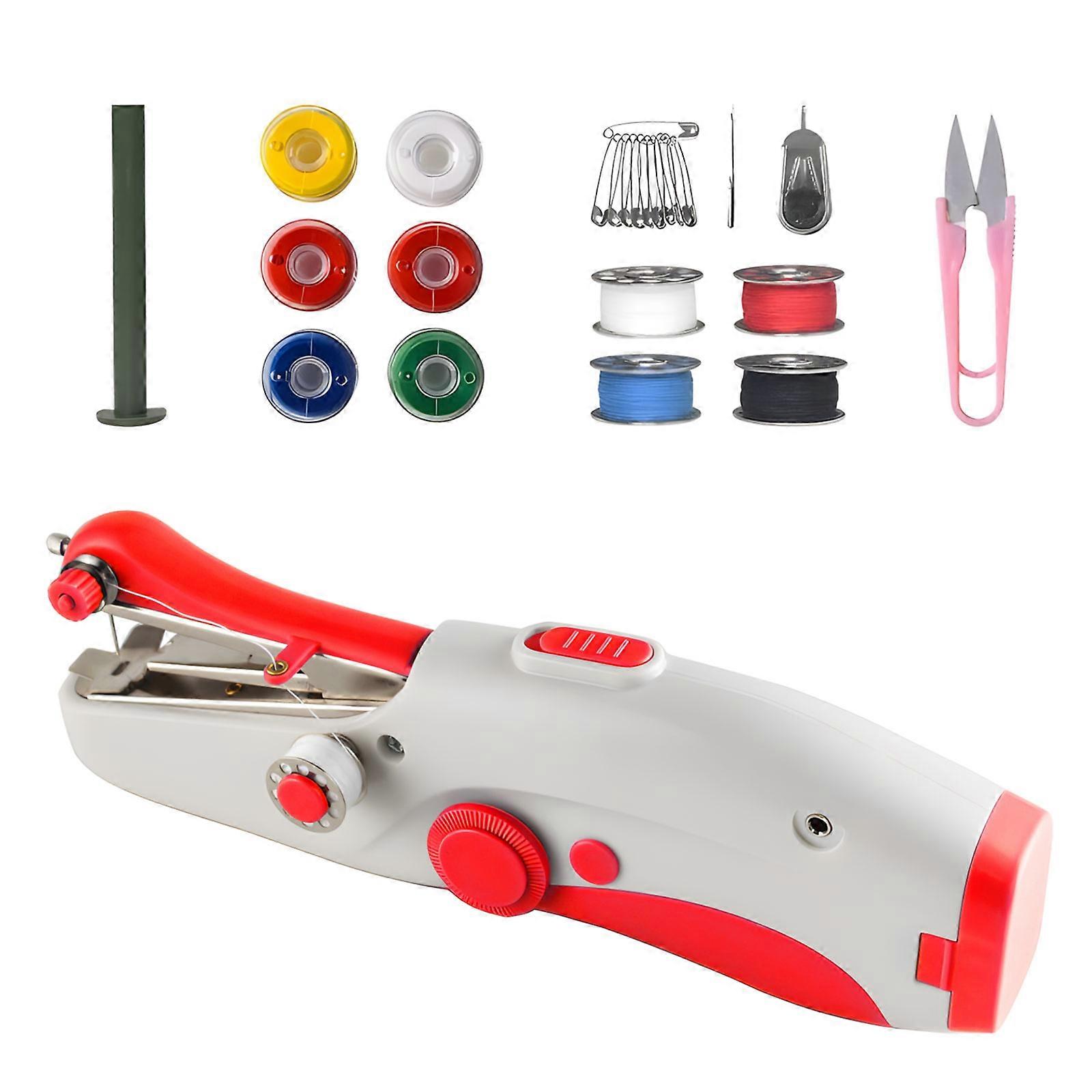 Easy to Use Handheld Sewing Machine with Double Needle Electric for Home Sewing Projects  Red