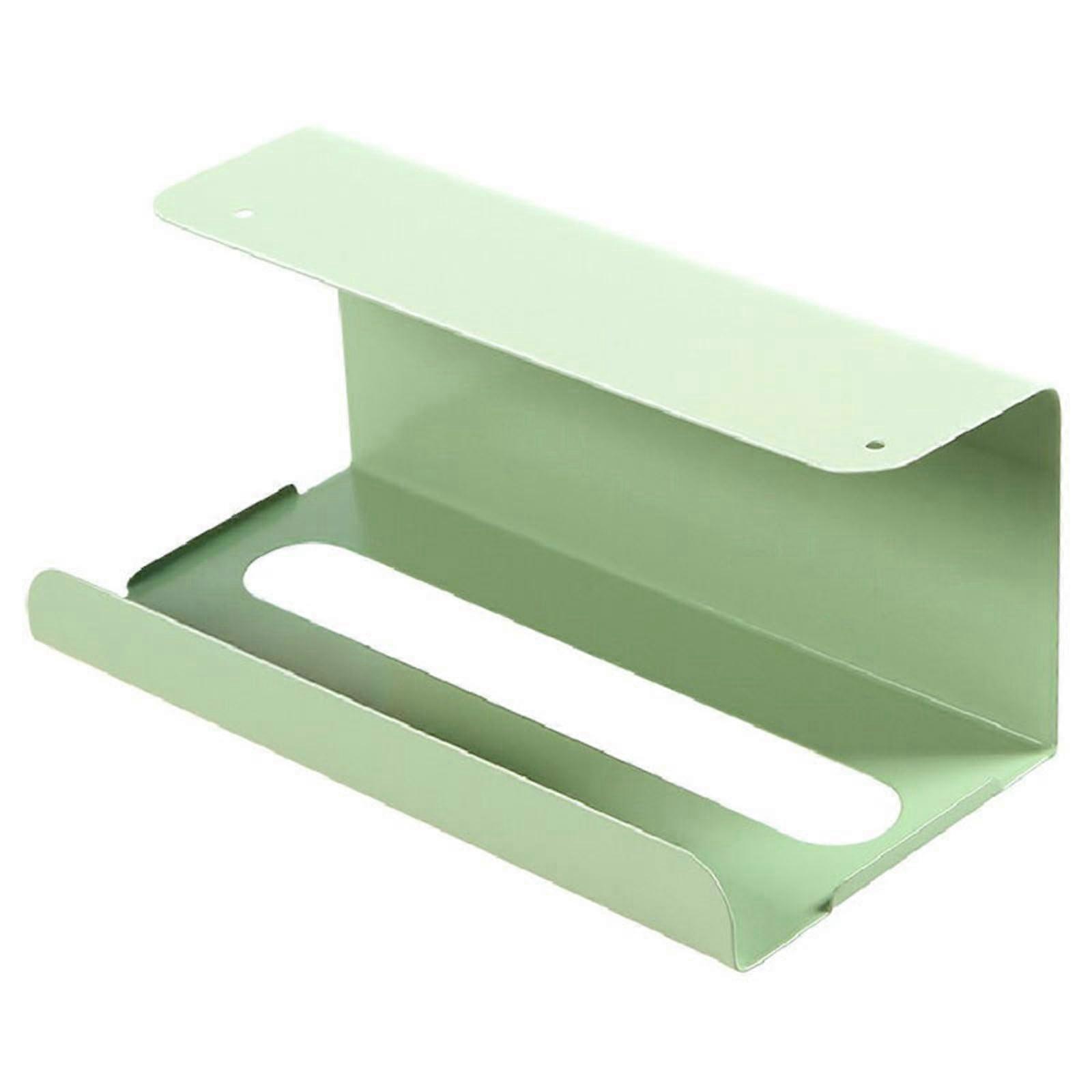 Wall Mounted Paper Towel Holder Iron Rack for Kitchen Easy Installation Space Saving Green