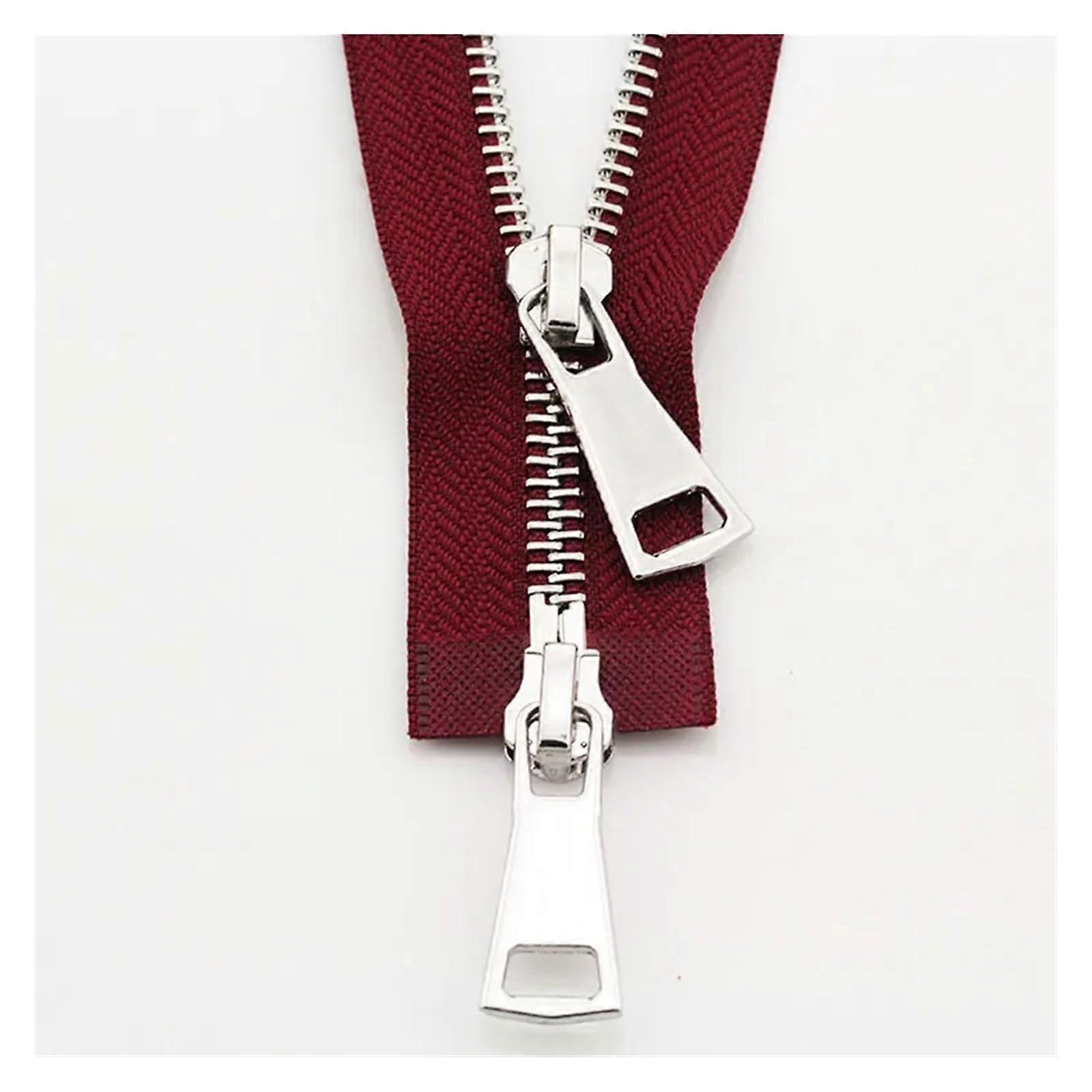 70cm Wine Red Metal Jacket Zipper, Durable TwoWay Separating Design with Smooth Double Slider