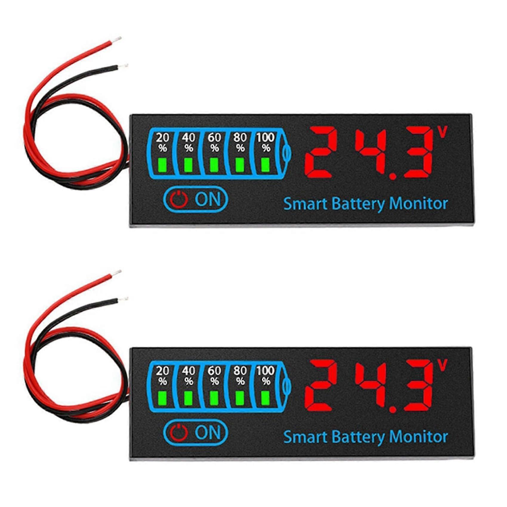 2X LED Battery Level Indicator Voltage Meter for 18650 Lithium and Acid Batteries 755V Module