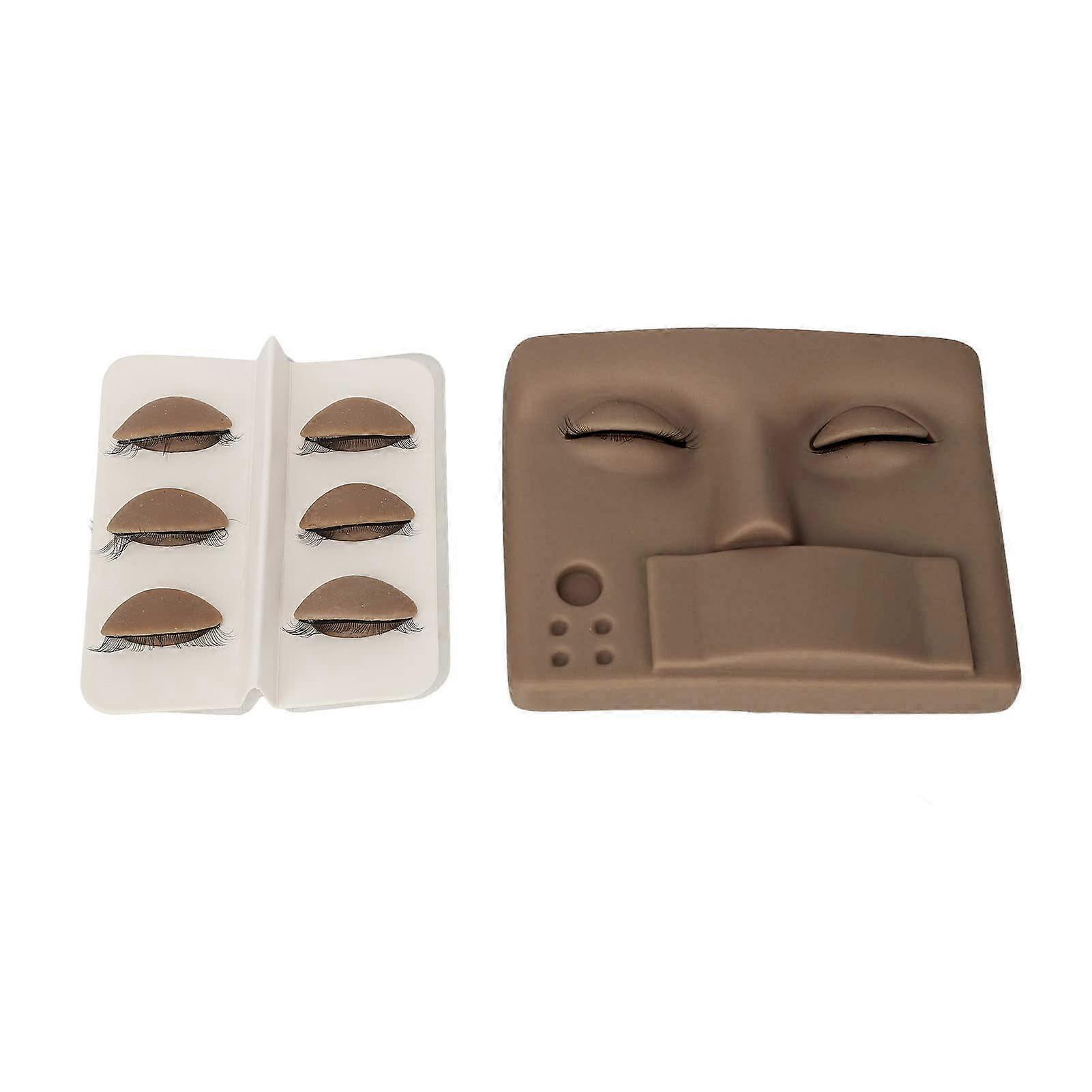 Eyelash Extension Mannequin Head with Replaceable Eyelids, Realistic 3D Face Lash Practice Head Brown