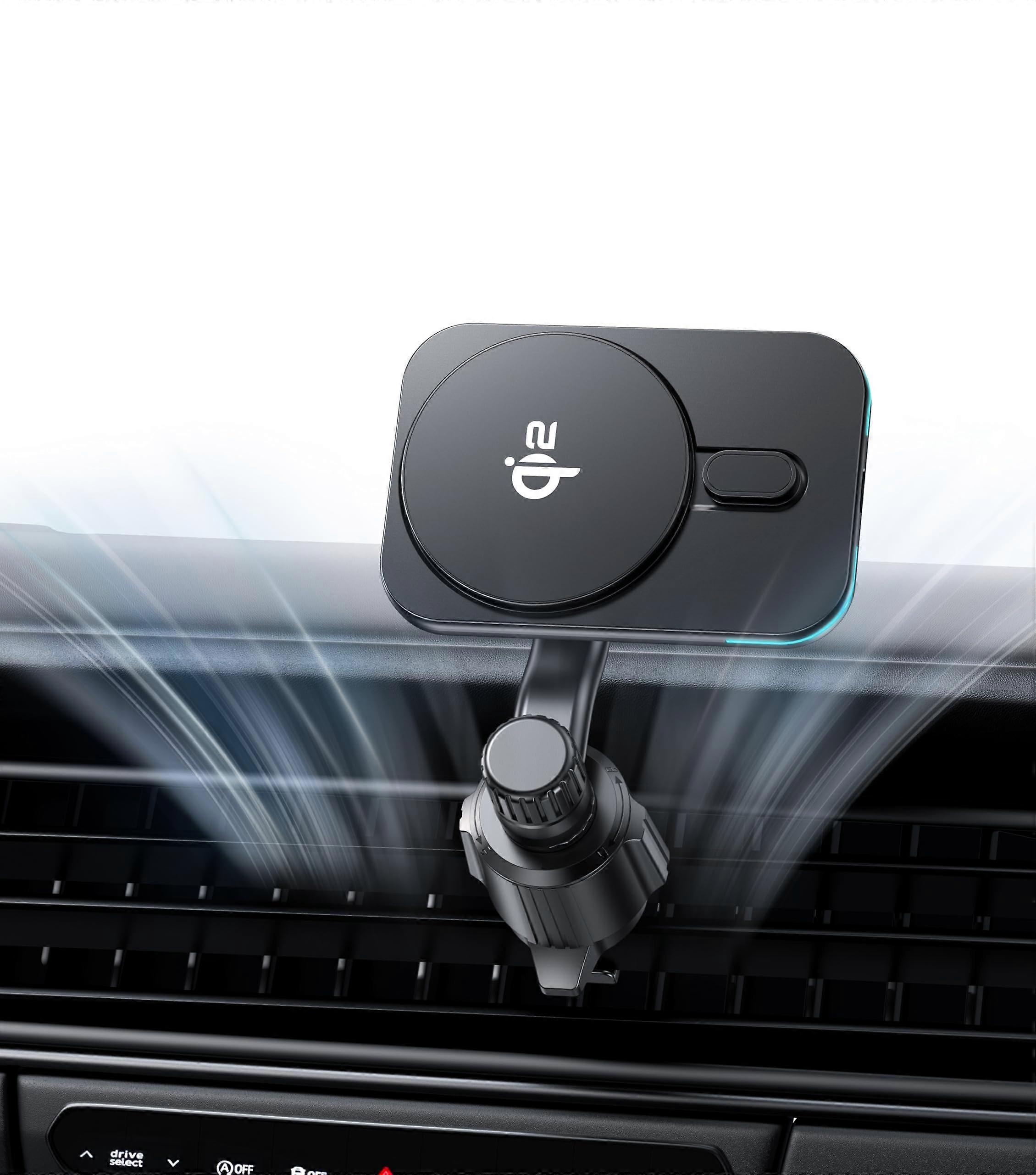 Car Mount Charger Compatible with MagSafe for iPhone with Secure Magnetic Alignment and Adjustable Viewing Angle