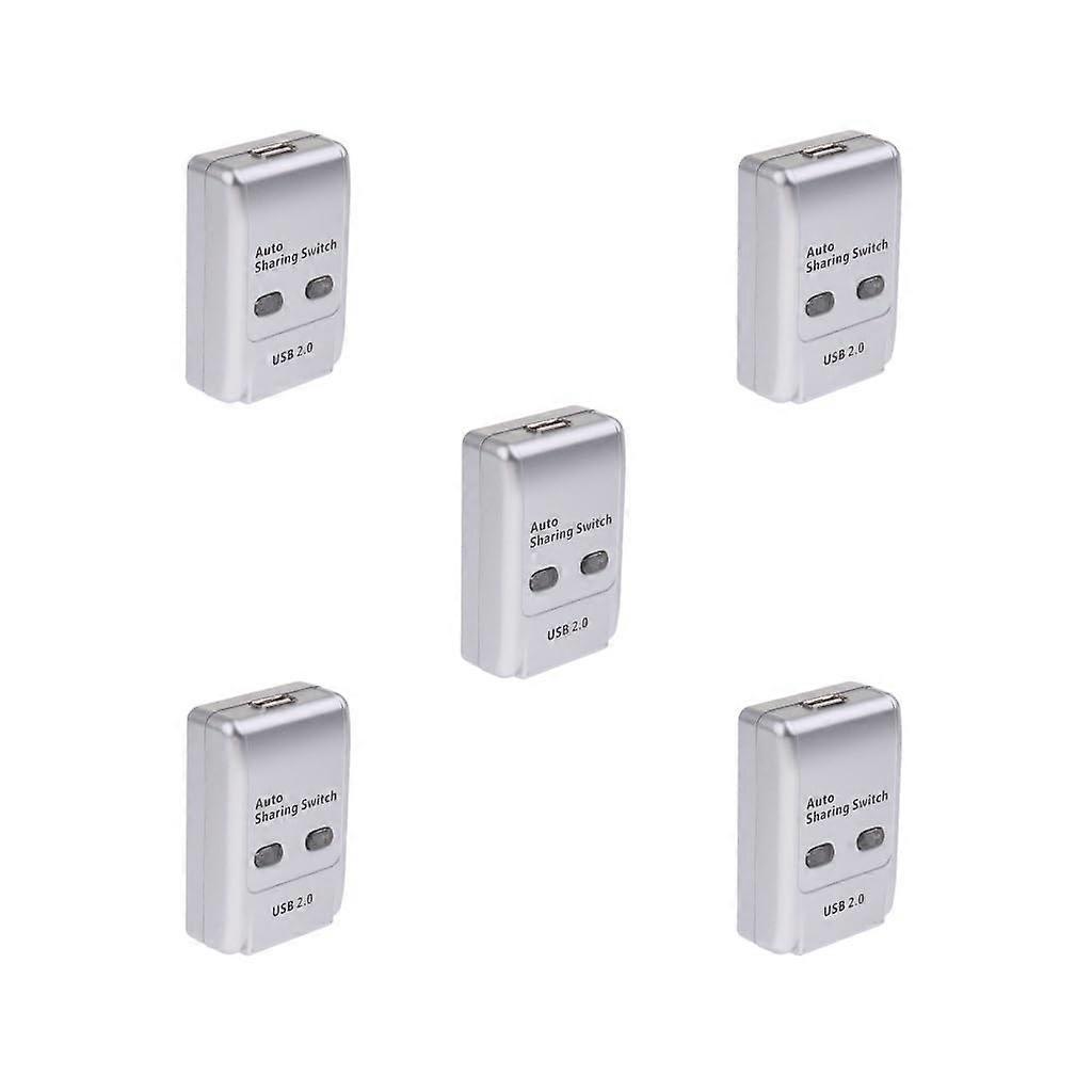 5 Set 2 Port USB Sharing Switch Hub for Printer and Scanner, USB 2.0 Auto Selector for 2 PCs