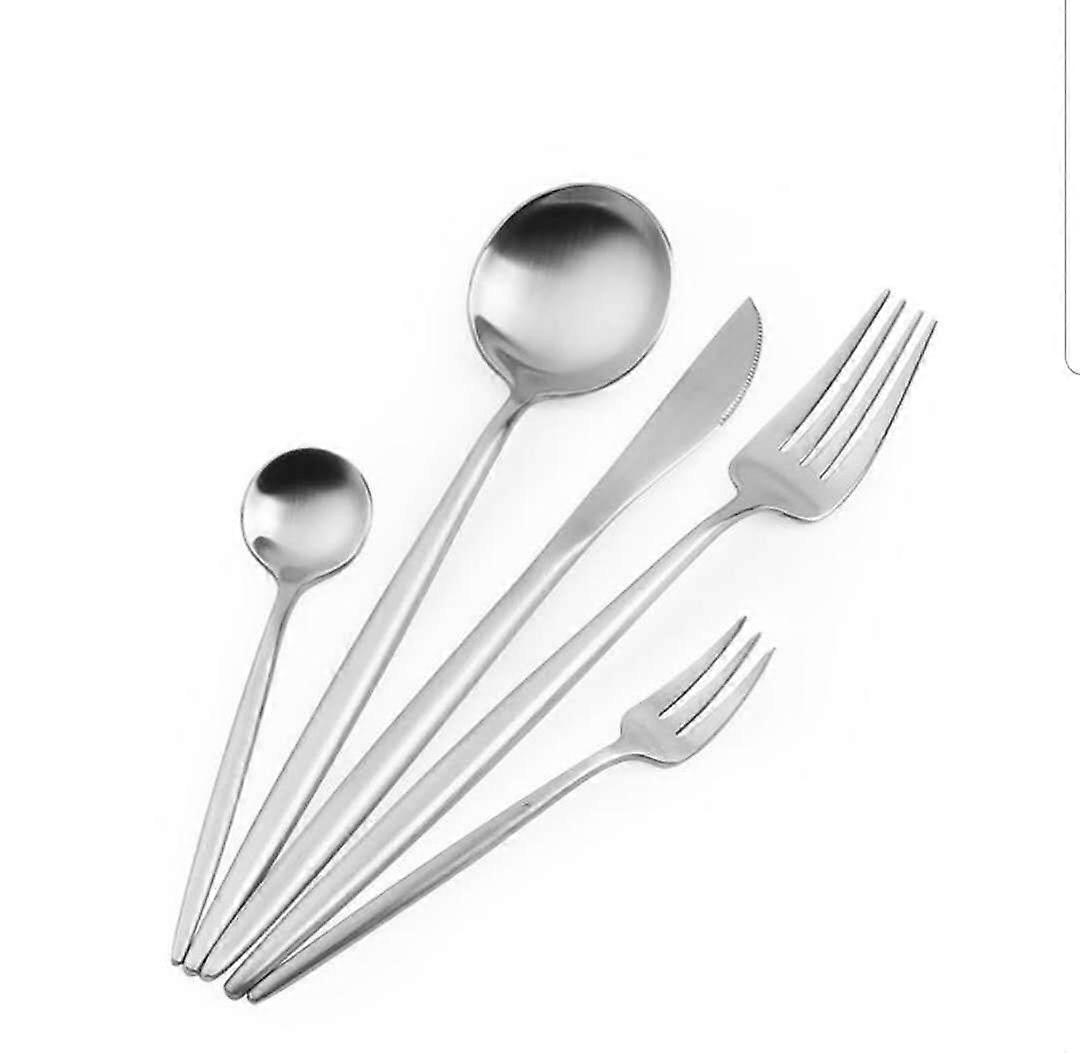 18/10 Stainless Steel Flatware Set for 4, Modern Silver Cutlery, Rust Resistant, Dishwasher Safe