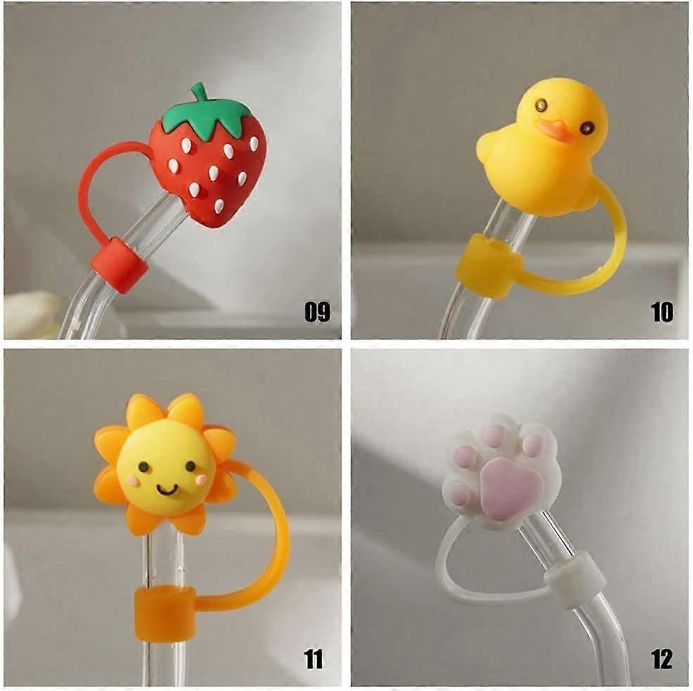 Reusable Straws Decorative Cap Straw Tips Cover Reusable Silicone Drinking Straw