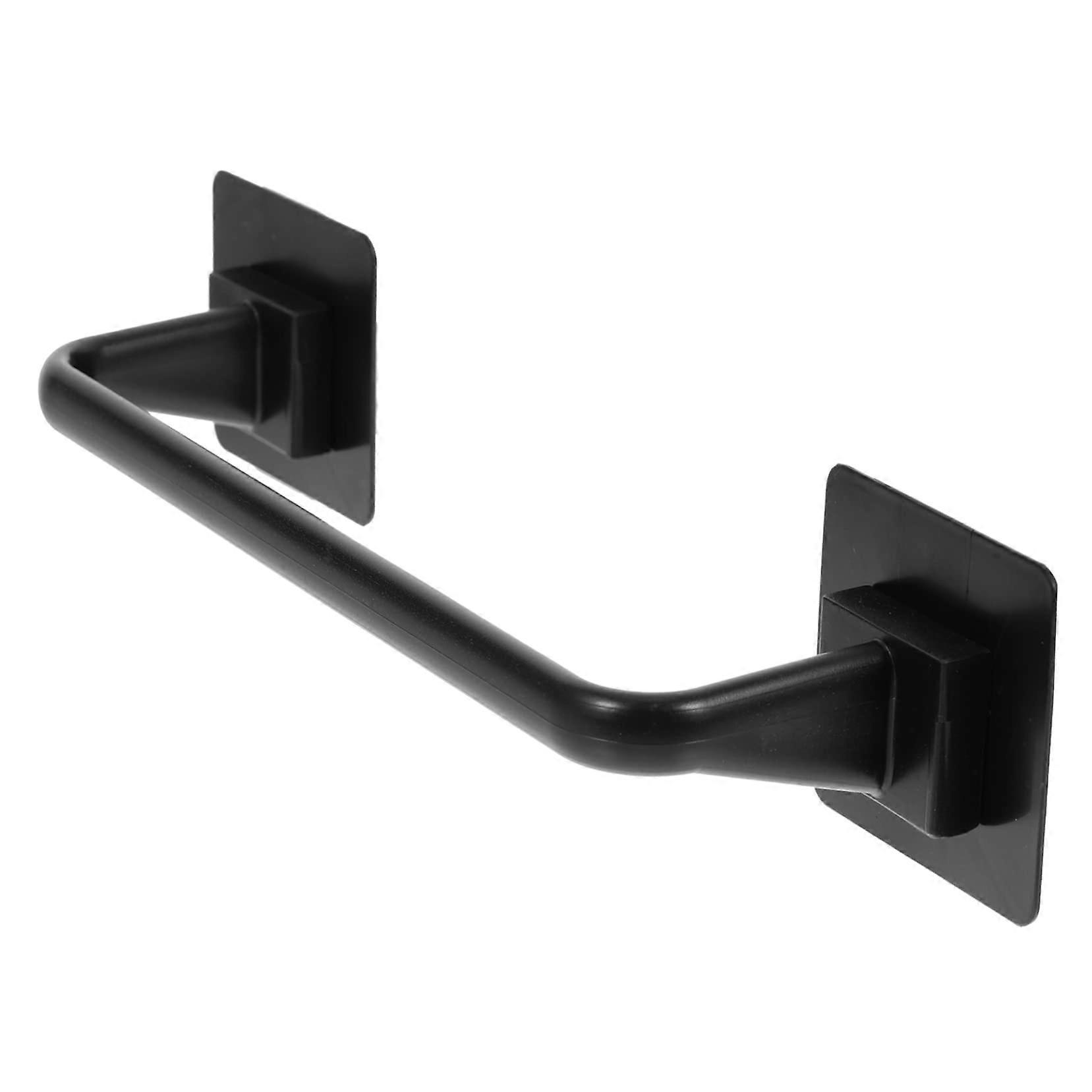 Black Wall Mounted Towel Rack Bathroom Holder, SpaceSaving Easy Punch Install for Small Bathrooms