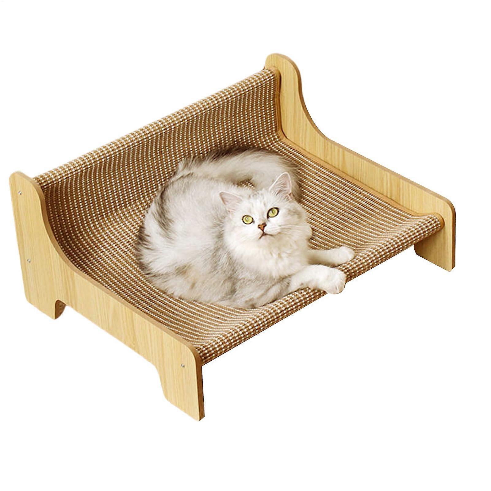 Curved Cat Scratcher Bed with ScratchResistant Sisal and Elevated Base for Indoor Cats