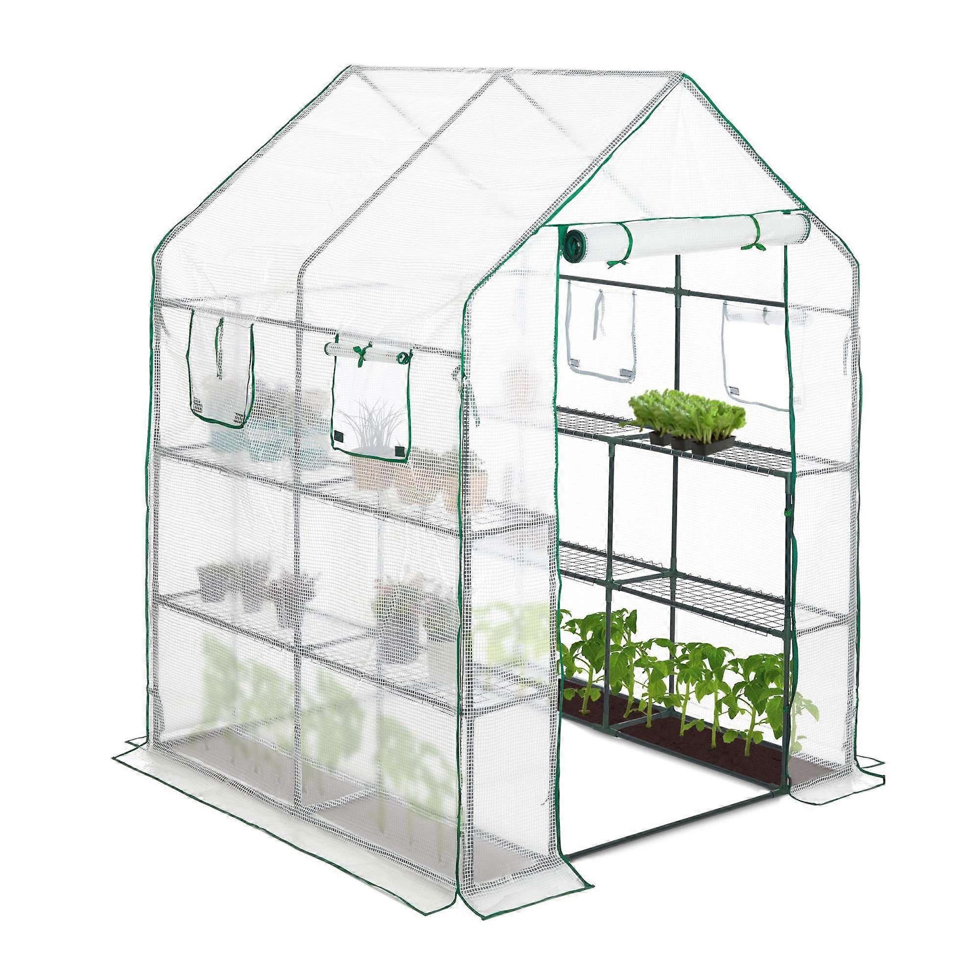 Walk-in greenhouse with 4 windows