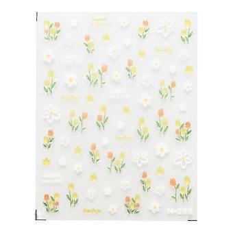 5D Embossed Flower Nail Stickers Tulip Design Self Adhesive Long Lasting Mixed Color Nail Art Decals