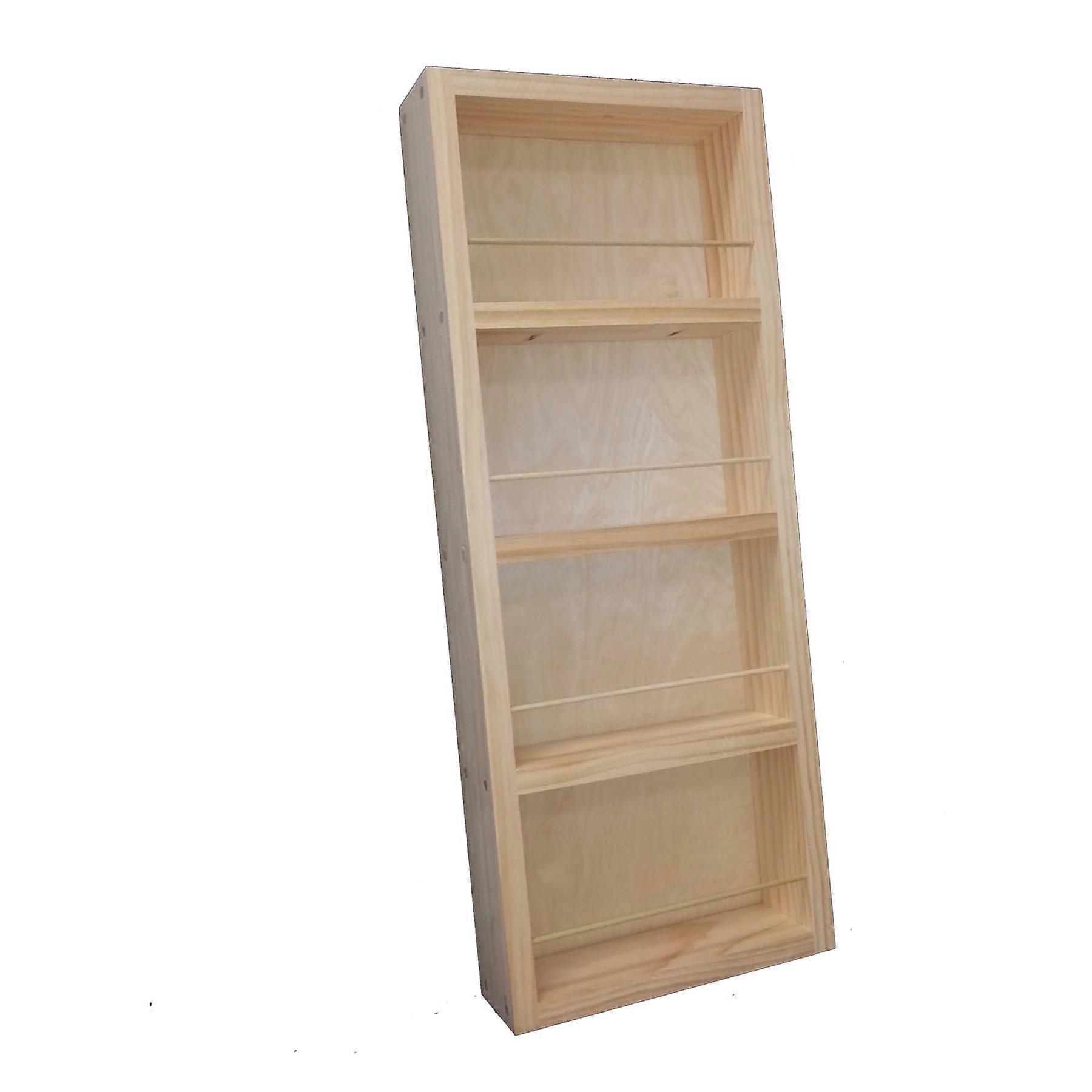 Wall Mounted Wooden Spice Rack 28x14 Slim Vertical Design with EasyAccess Shelves for Kitchen