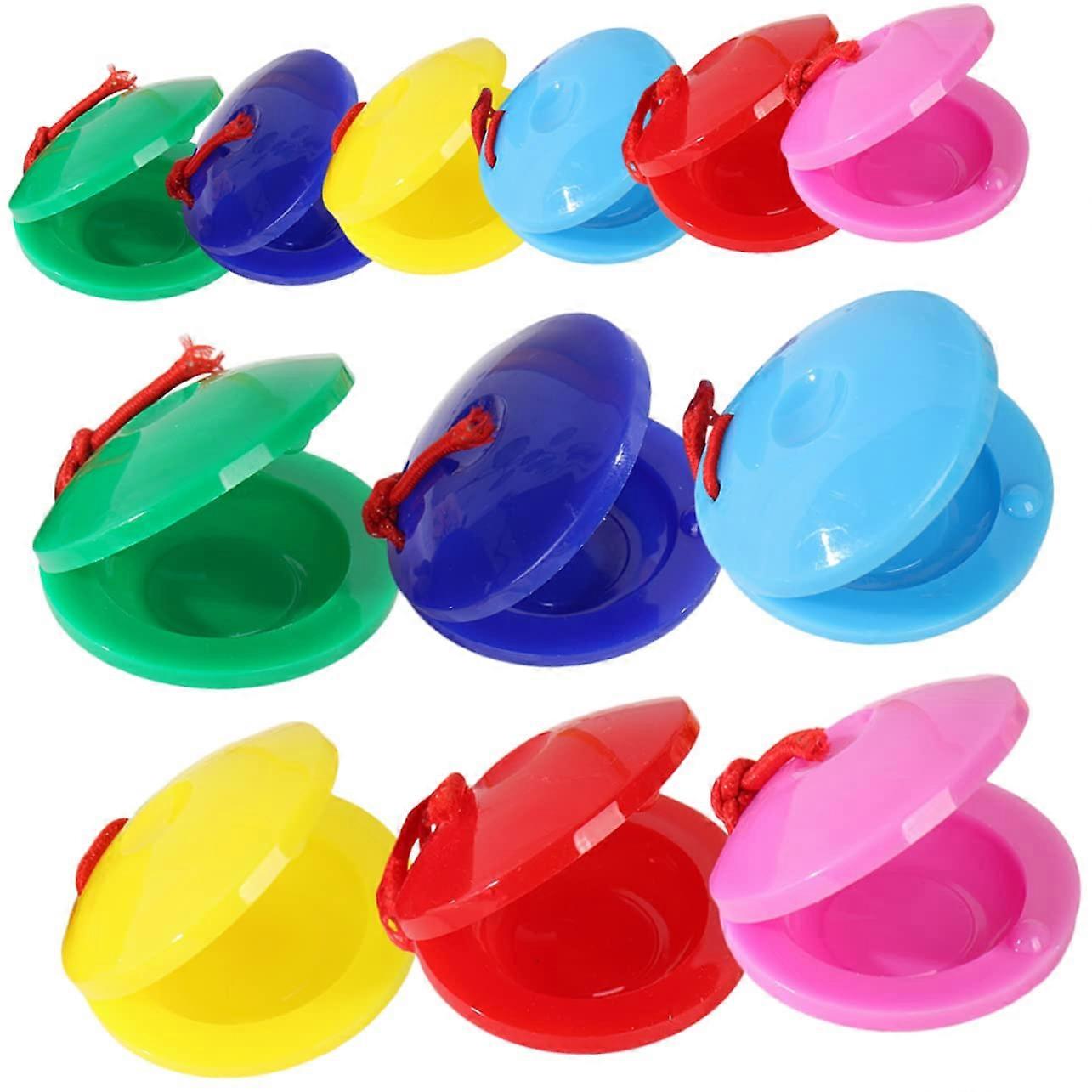 12pcs Plastic Handheld Castanets for Kids, Child Safe Rhythm Percussion Instruments Set
