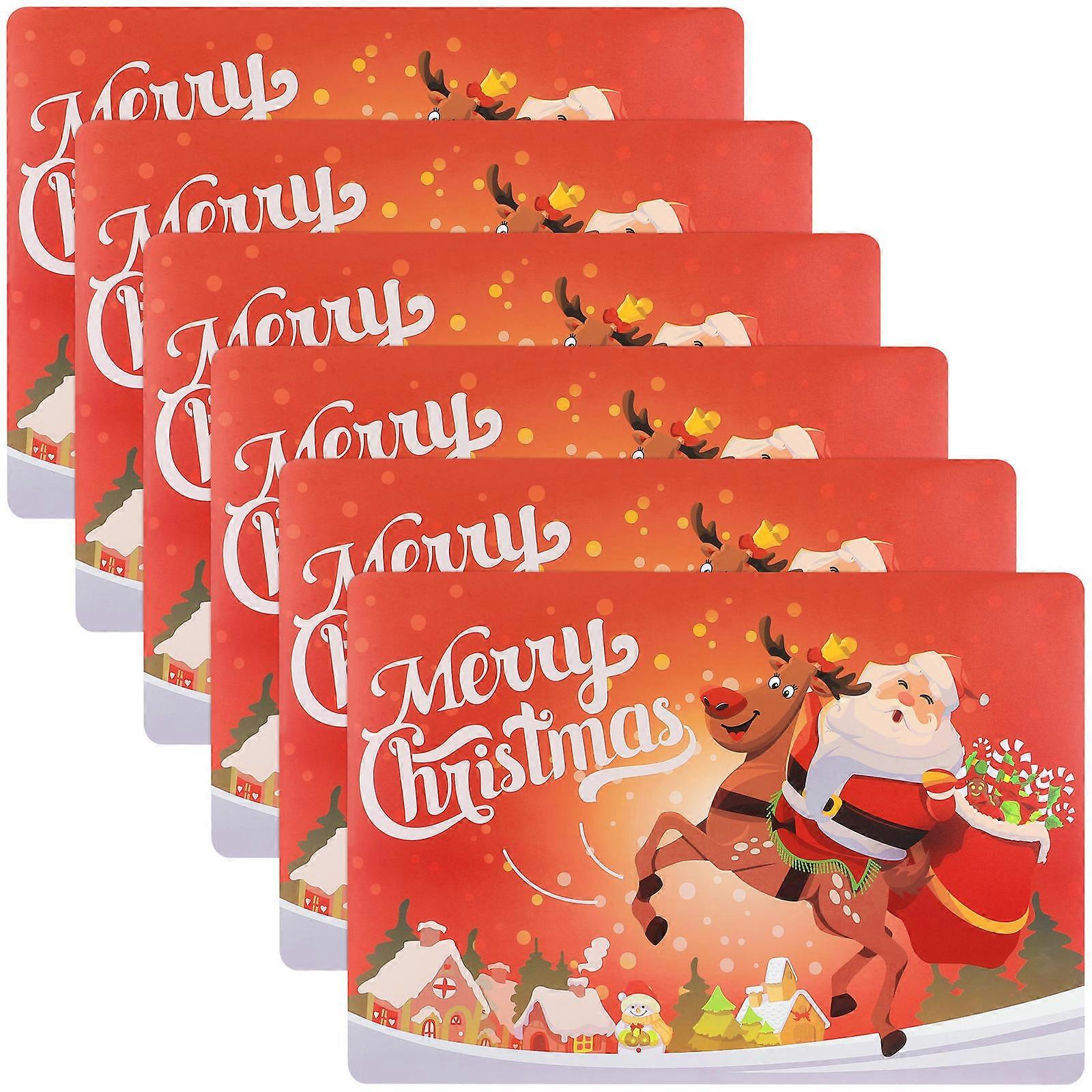 Red Christmas Placemats Table Mats for Dining Room Use 10Pcs