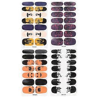 Halloween-Nagelsticker, 4 Bögen, verschiedene Farben, PVC
