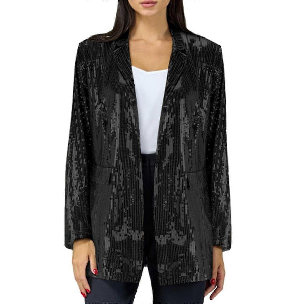 Women's Sequin Jacket Blazer, Open Front Casual Coat