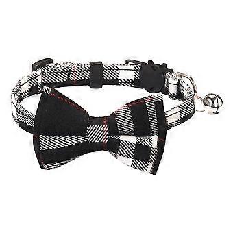 Upgraded Cat Collar with Bells, Breakaway Cat Collars with Bow Tie, Safety Plaid Kitten Collars