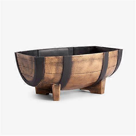 Rustic Half Barrel Planter 2Pack, Weather Resistant, Flatback Design with Removable Drain Net