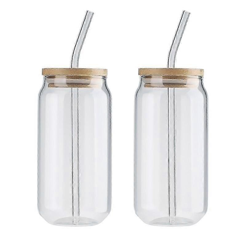 2 Stück Kaltgetränkebecher mit Glasstrohhalm