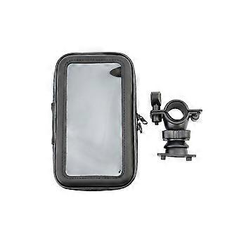 Waterproof Bike Phone Mount Holder Pouch 360 Degrees Rotation Phone Stand Case - Size XL(Black)