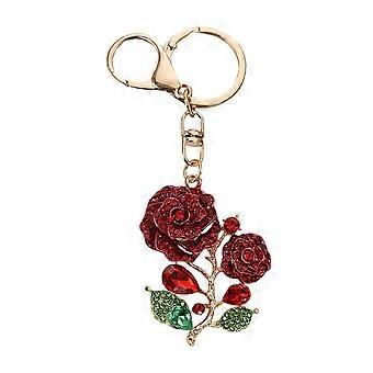 Bling Strass Ros Nyckelring – Blomma Nyckelringstillbehör – för Damväska & Handväska Berlock