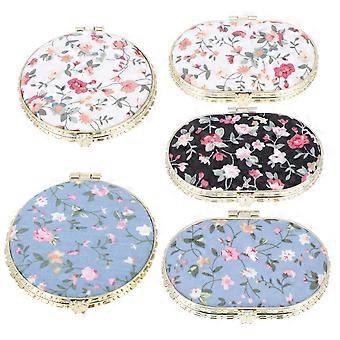 Makeup Pocket Mirror Compact Mirror for Makeup 5Pcs Flower Pattern Style
