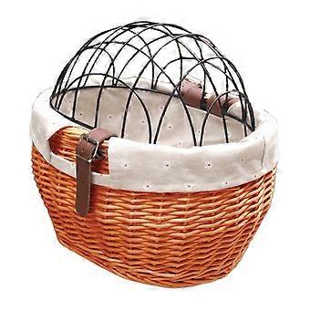 Cesta de bicicleta artesanal para animais de estimação de pequeno porte com capa de malha removível 26-27
