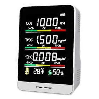 Détecteur de Co2 Tvoc Hcho Température Humidité Outil de détection Intelligent Home Desktop Intérieur Extérieur Haute Accurance Détection rapide Moniteur de qualité de l’air Mul